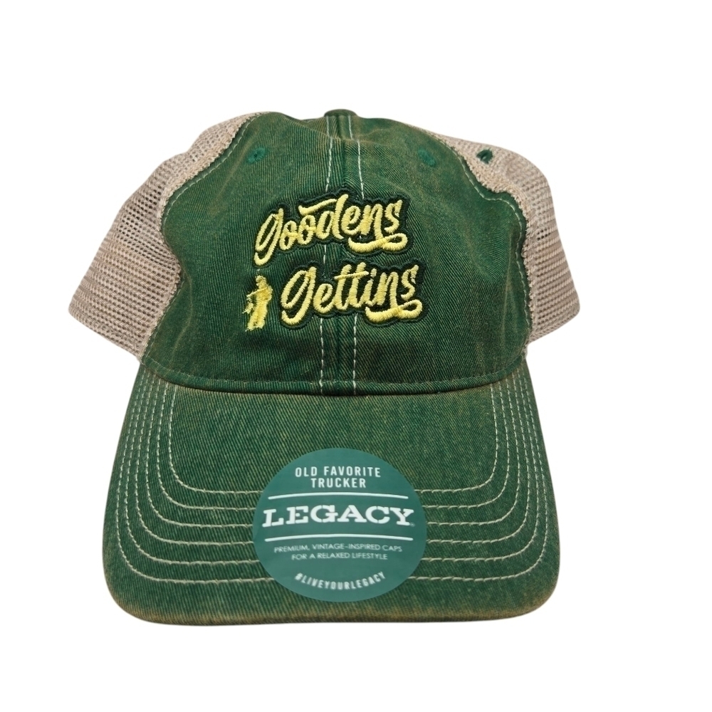 Legacy Mens Green Embroidered Goodens Gettins Old Favorite Fishing Trucker Hat